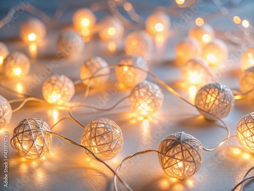 Obraz na płótnie Warm White String Lights: Minimalist Arrangements & Decor w salonie