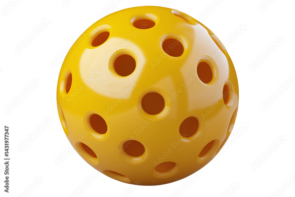 Fototapeta premium A yellow pickleball with holes on a transparent background