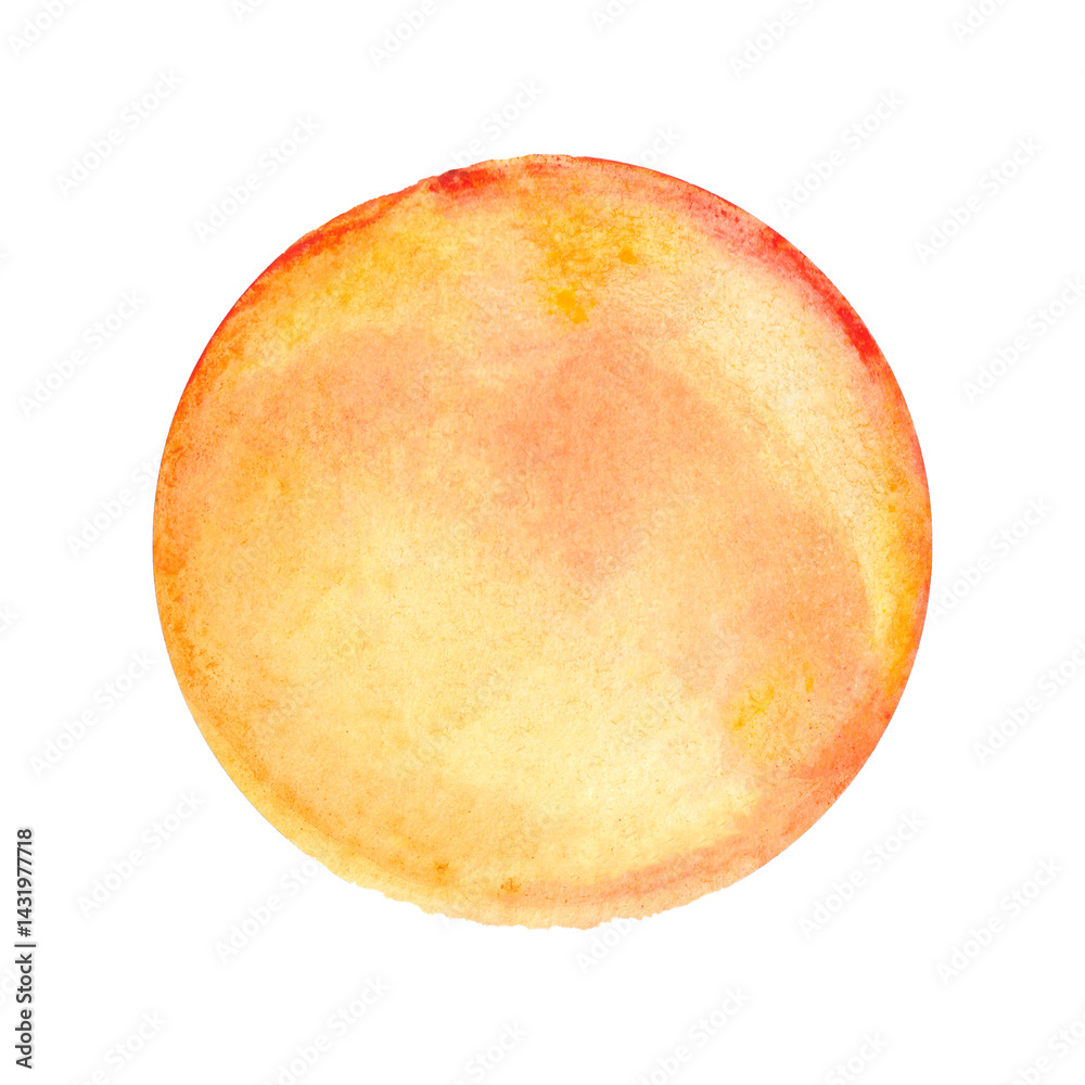 Round watercolor оранжевое spot. Watercolor design element.