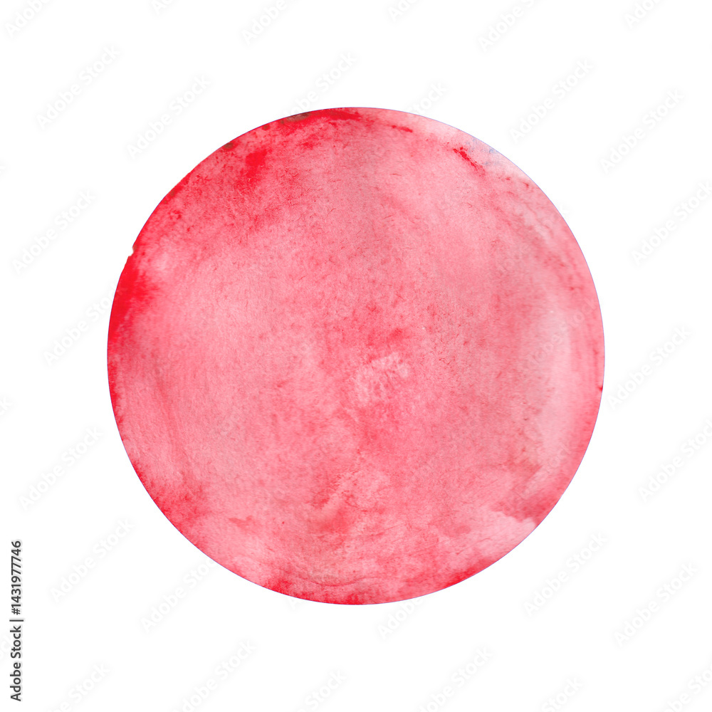 Pink watercolor sun. Watercolor round design element.