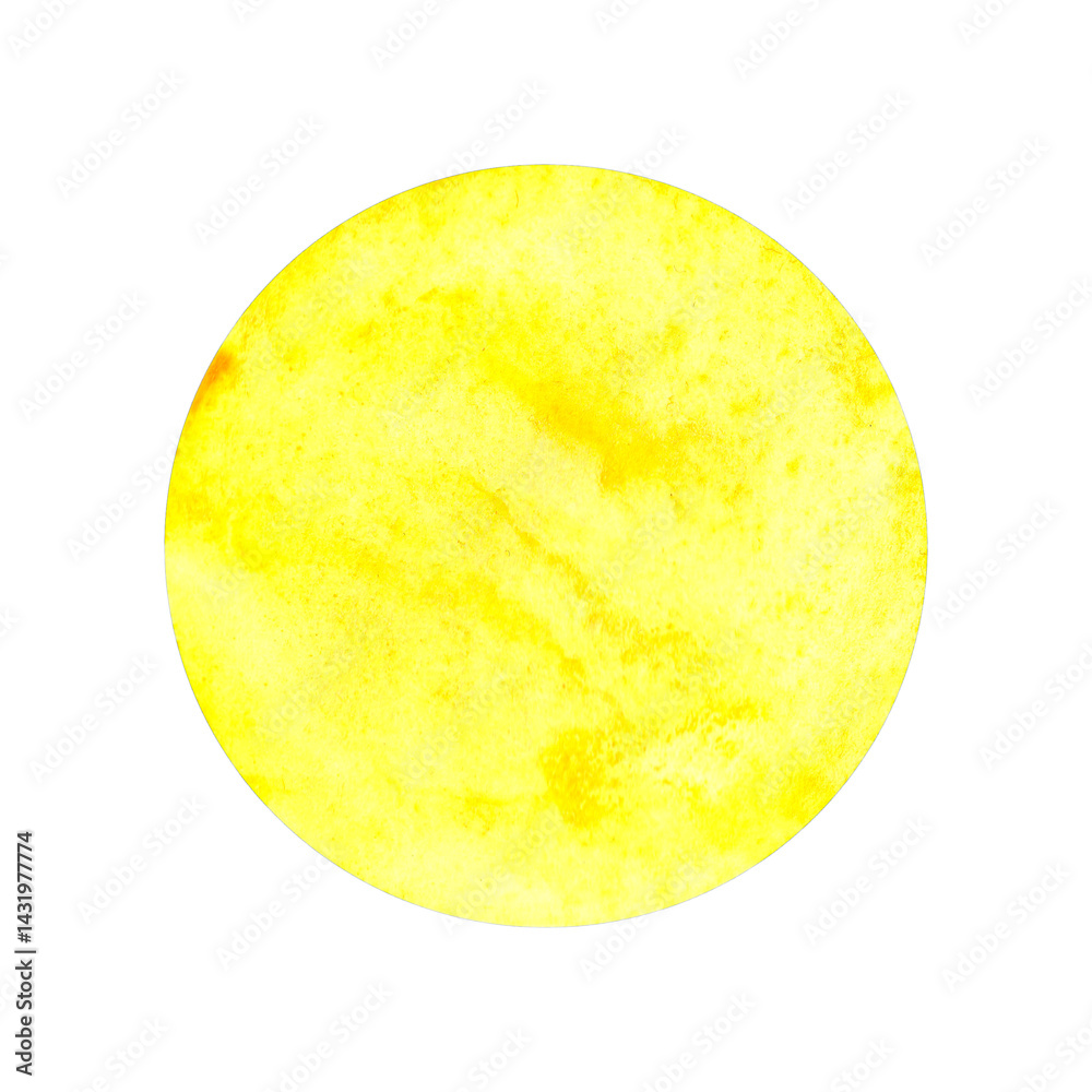 Round watercolor yellow spot. Watercolor design element.