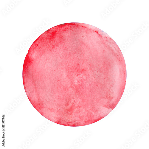 Pink watercolor sun. Watercolor round design element.