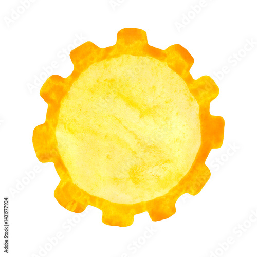 Obraz na płótnie Yellow watercolor sun. Summer decor element. w salonie