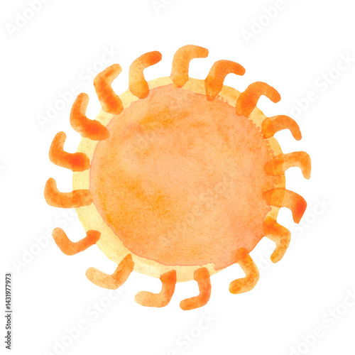 Obraz na płótnie Orange watercolor sun. Summer decor element. w salonie