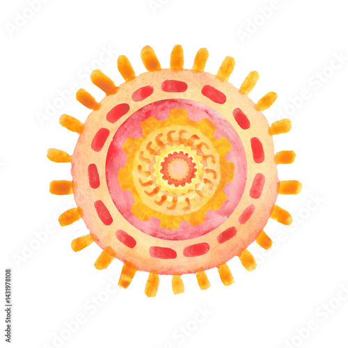 Obraz na płótnie Orange watercolor sun. Summer decor element. w salonie