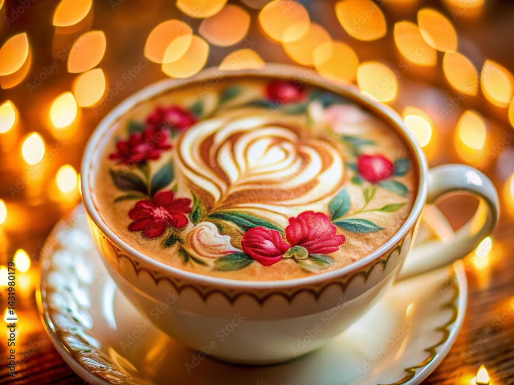 Whimsical Miniature Latte Art: Blooming Floral Design Coffee