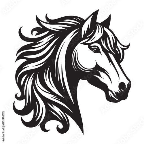 Wallpaper Mural Horse Head Silhouette Vector Illustration White Background Torontodigital.ca