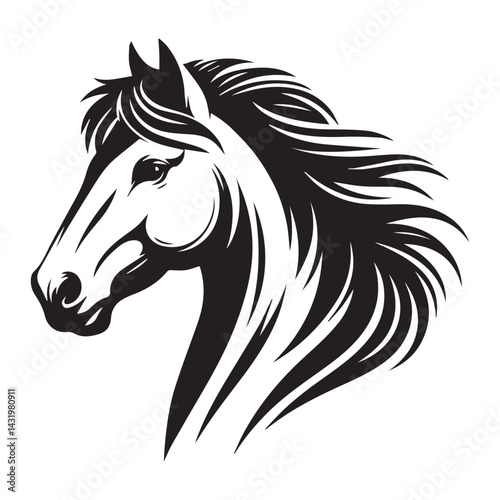Wallpaper Mural Horse Head Silhouette Vector Illustration White Background Torontodigital.ca