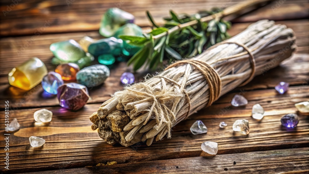 White Sage Smudge Stick & Crystals: Spiritual Cleansing Ritual