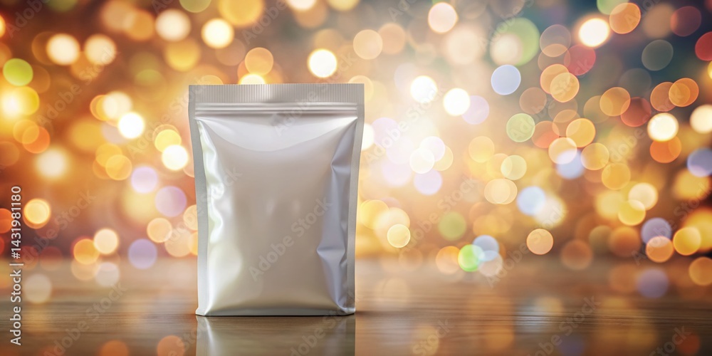 White Plastic Packaging Mockup with Bokeh Background - Product Display