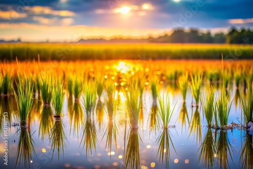 Obraz na płótnie Wild Rice Marsh: Bokeh Photography of Natural Texture & Beauty w salonie