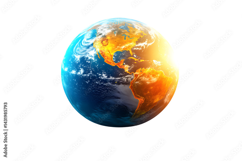 Fototapeta premium Global Warming Visualization Earths Changing Climate with Melting Ice and Rising Temperatures