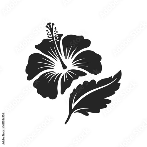 A black  drawing features a large hibiscus flower with a syringe integrated into its design