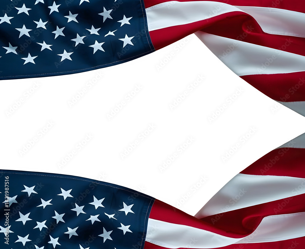 Fototapeta premium American Flag use draped corner on white background and PNG. Independence Day .
