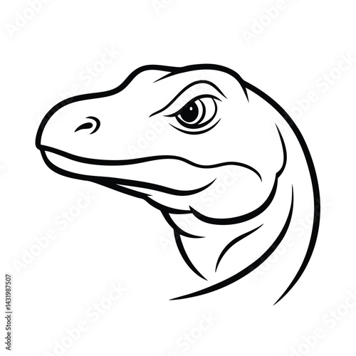 Komodo dragon head silhouette fierce reptile graphic illustration reptilian predator outline aggressive animal logo design