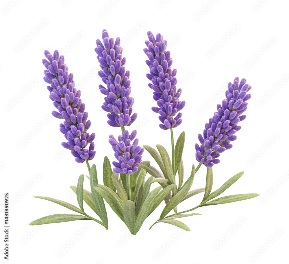 Fototapeta premium Lavender blooms in nature floral composition serenity isolated on transparent background