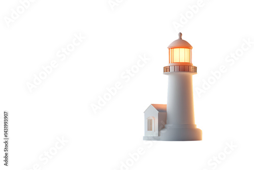 Illuminated beacon guiding the way a glowing structure with warm light casting safety and dire