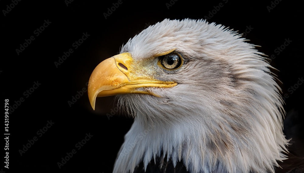 Obraz premium portrait of american bald eagle on black background