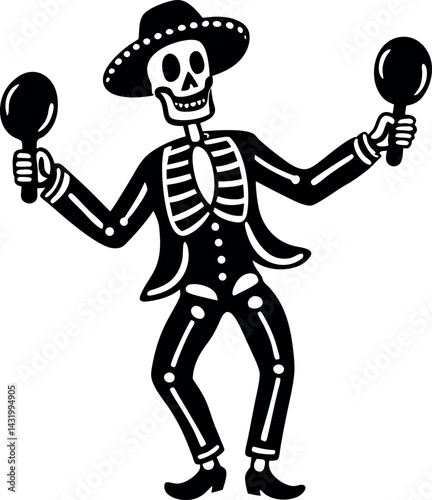 Dancing Skeleton With Maracas