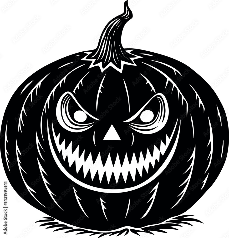 Fototapeta premium Giant Pumpkin With Haunted Face