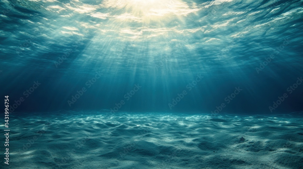 Obraz premium Sunlight beams underwater ocean floor