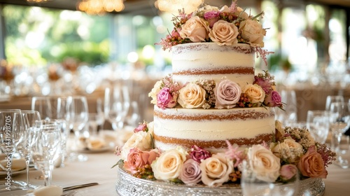 Wallpaper Mural Elegant wedding cake with floral decorations Torontodigital.ca