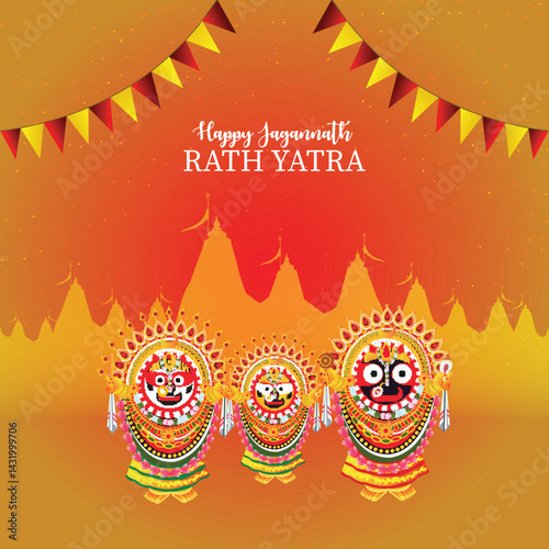 Colorful illustration of indian festival Rath Yatra