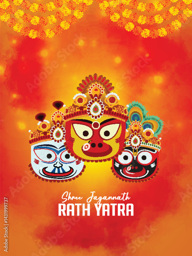 Colorful illustration of indian festival Rath Yatra