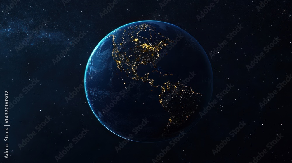 Obraz premium Earth at Night, Seen from Space