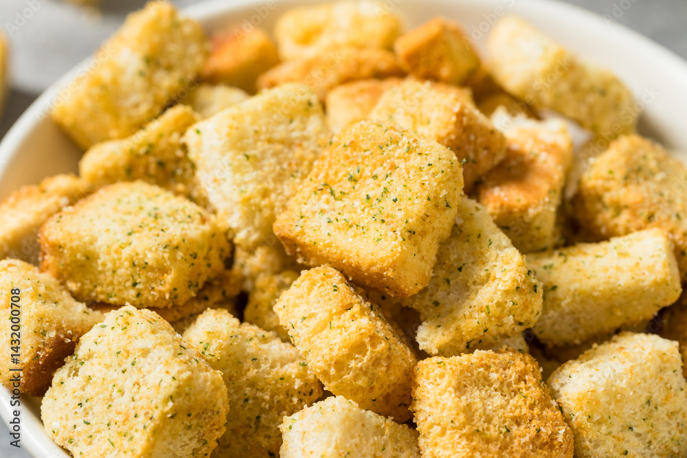 Homemade Dry Crunchy Croutons with Parmesan