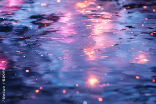 Water surface abstract reflections soft blue pink orange tones backdrop