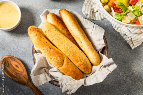 Canvas Print Homemade Italian Soft Garlic Breadsticks