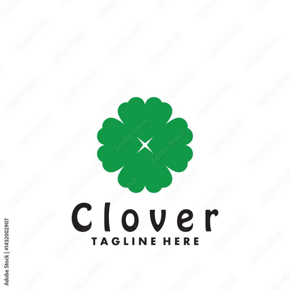Fototapeta premium clover leaf green logo vector illustration design template