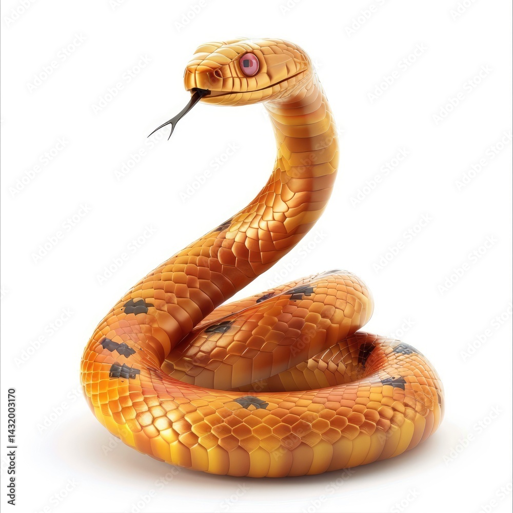 Fototapeta premium Detailed illustration of a golden snake.