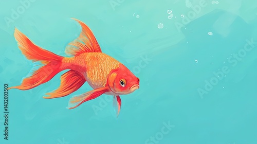 Vibrant betta fish swimming gracefully in aquatic wonderland underwater environment digital art close-up view