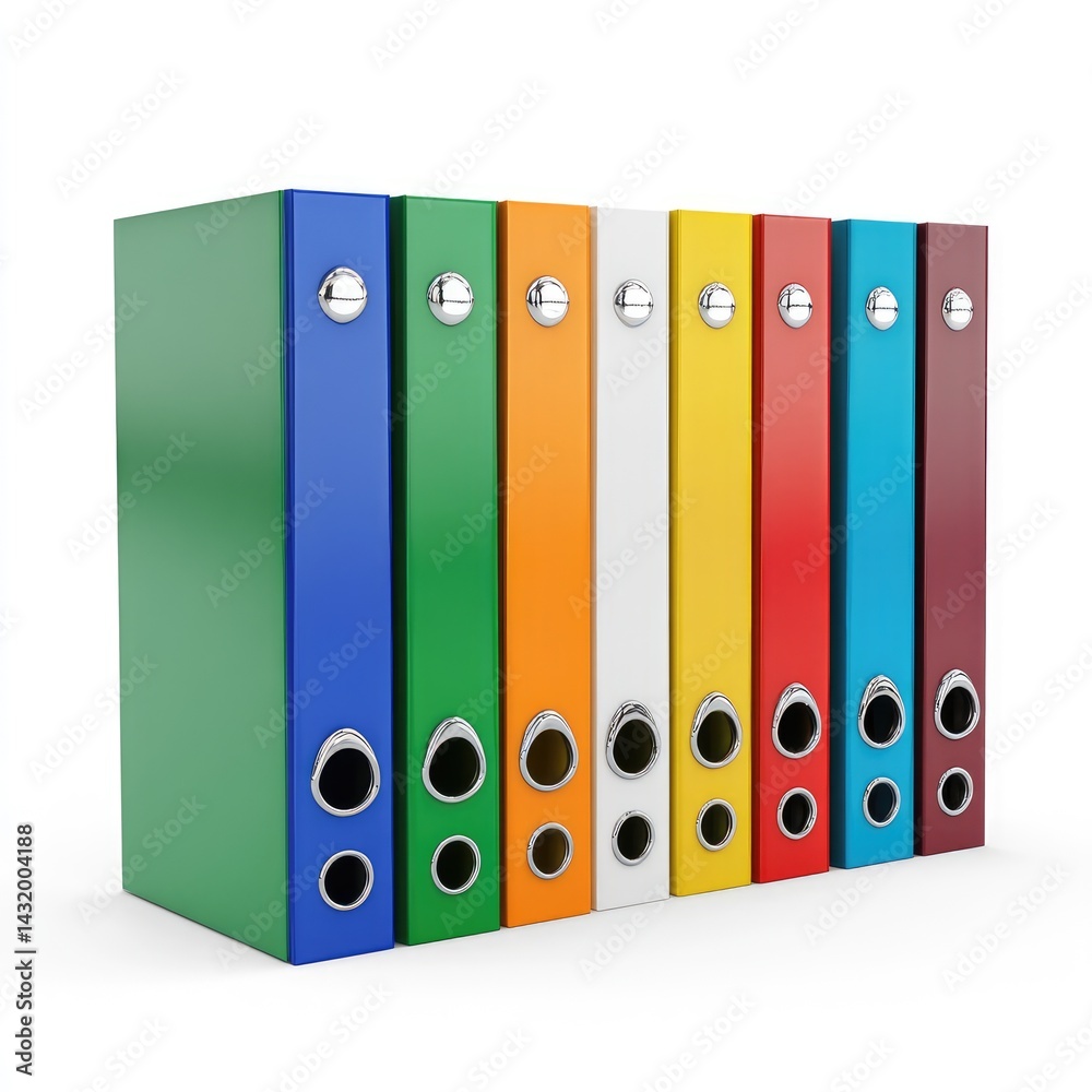 Colorful file folders arranged in a neat stack. Colorful file folders arranged in a neat stack.