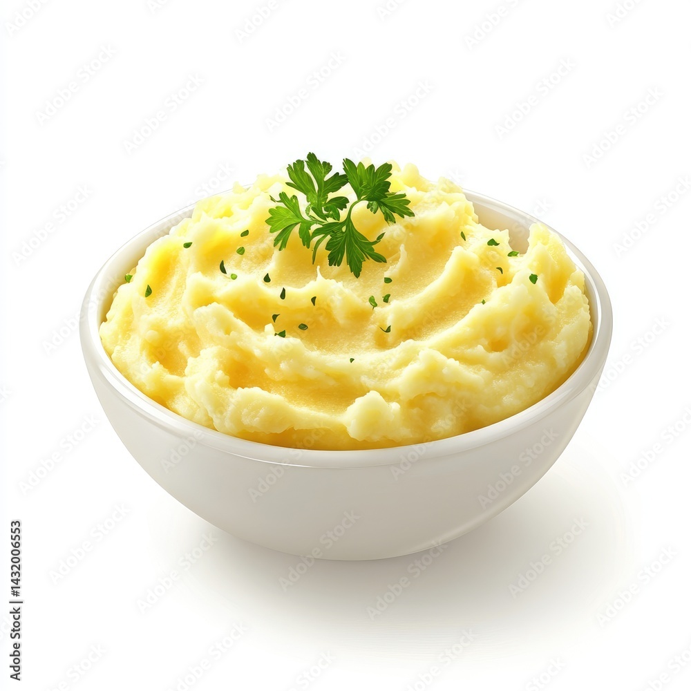 Creamy mashed potatoes in a white bowl. Creamy mashed potatoes in a white bowl.