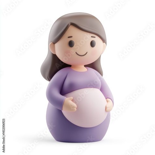 Smiling pregnant woman figurine, cute and stylized. photo