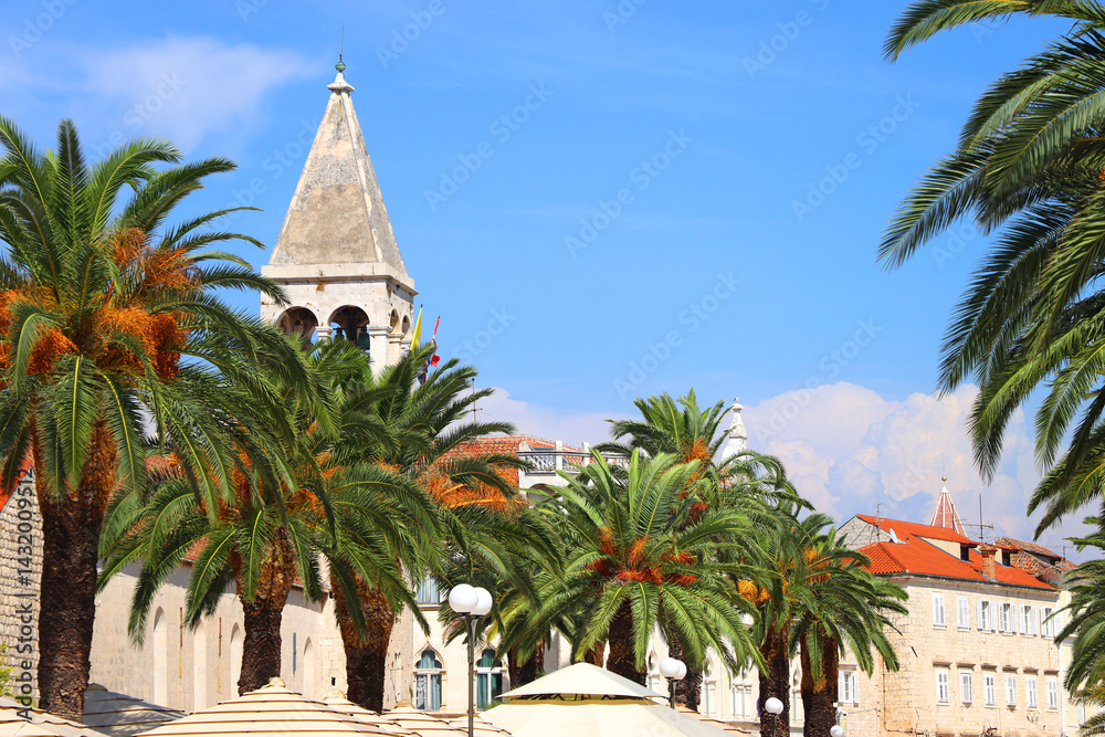 Historical buildings on the promenade in Trogir, Croatia.
