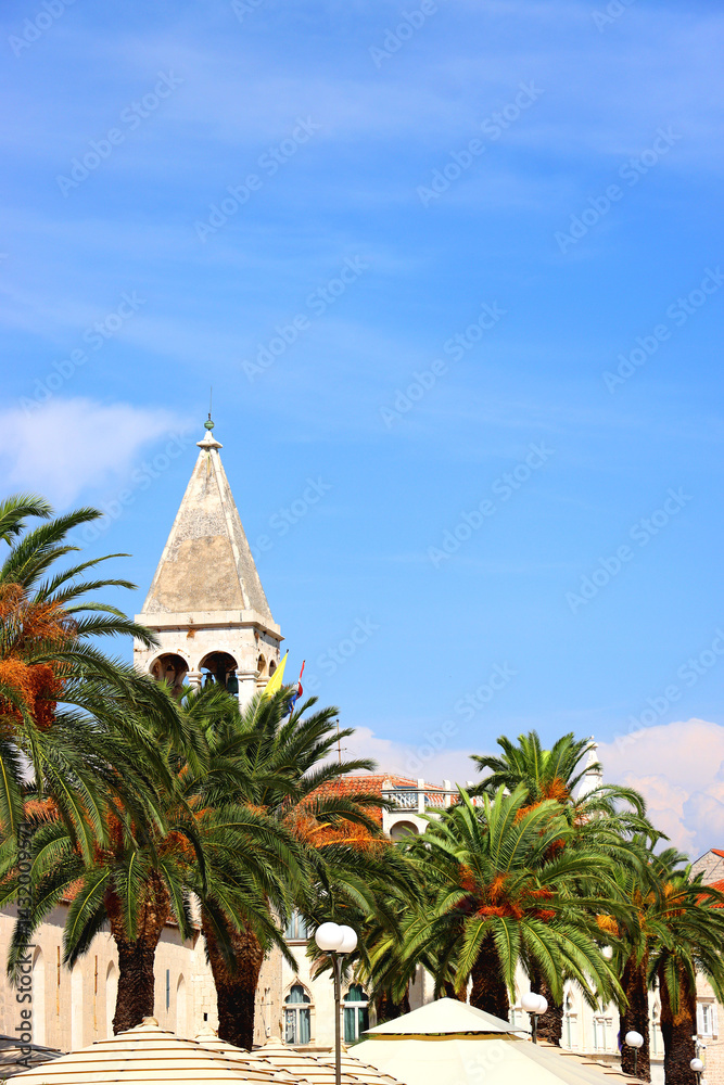 Historical buildings on the promenade in Trogir, Croatia.