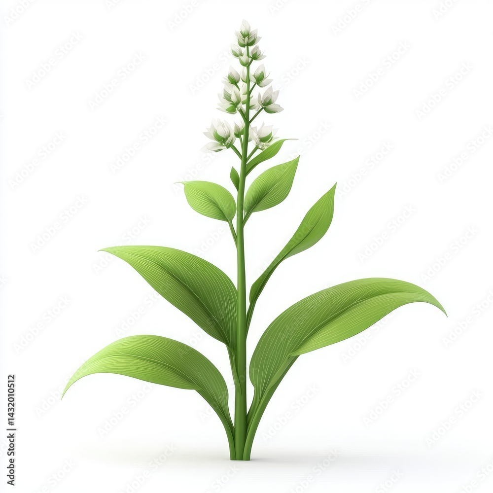 Obraz premium A vibrant, upright plant with clusters of small white blossoms.