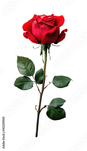 Beautiful red rose flower nature floral isolated on transparent background