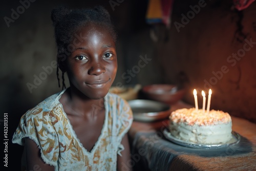 Young African Girl Smiling in Simple Room