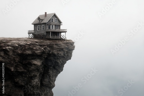 Obraz na płótnie Cliffside House Teetering on Edge w salonie