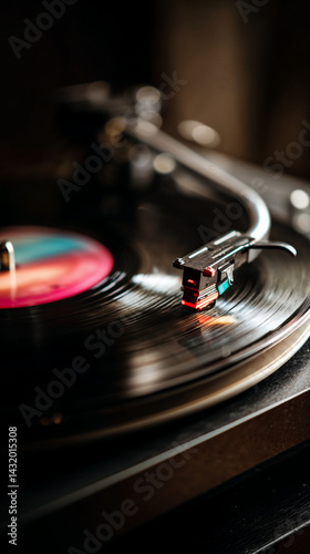 Spinning Vinyl Record on Turntable