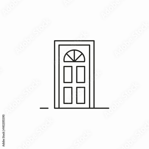 arched door multi panel icon sign vector