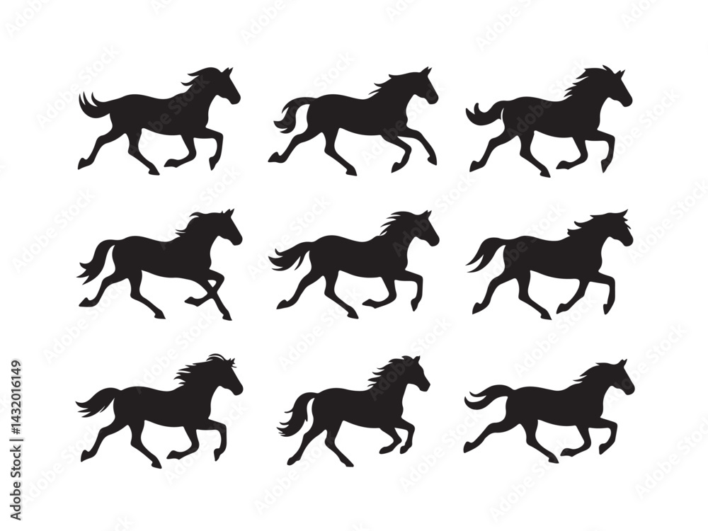 Fototapeta premium silhouettes horse running, collection
