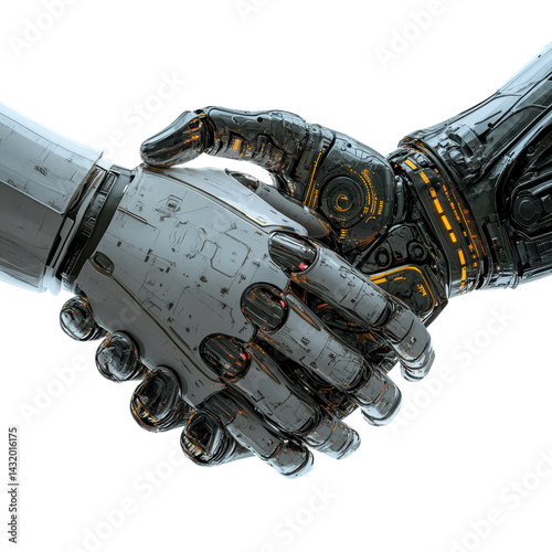 Obraz na płótnie robot handshake isolated on white transparent background w salonie
