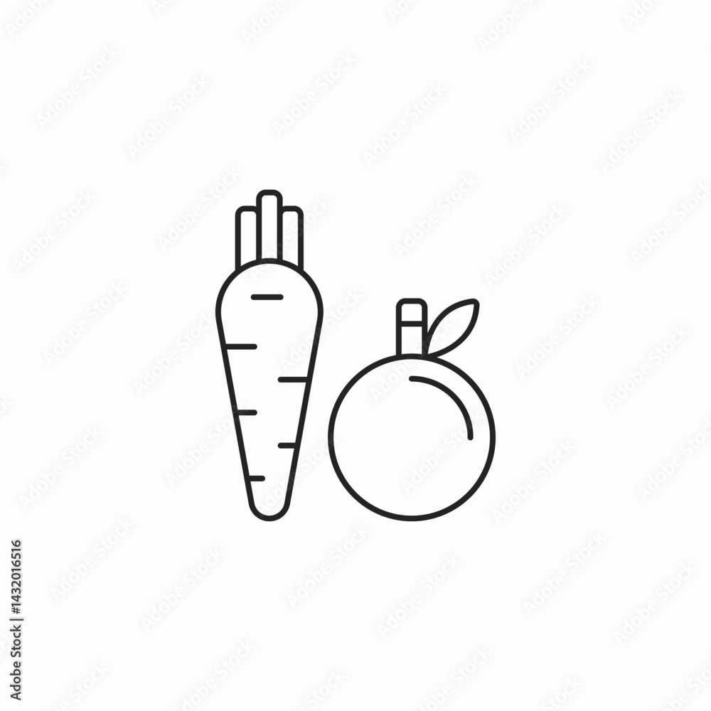 Fototapeta premium carrot fruit icon sign vector