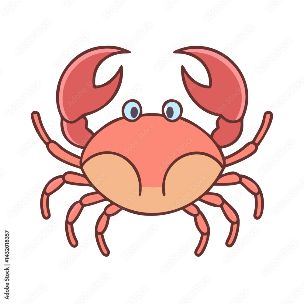 Fototapeta premium Illustration of a crab cartoon crustacean sea animal ocean wildlife marine life seafood drawing art